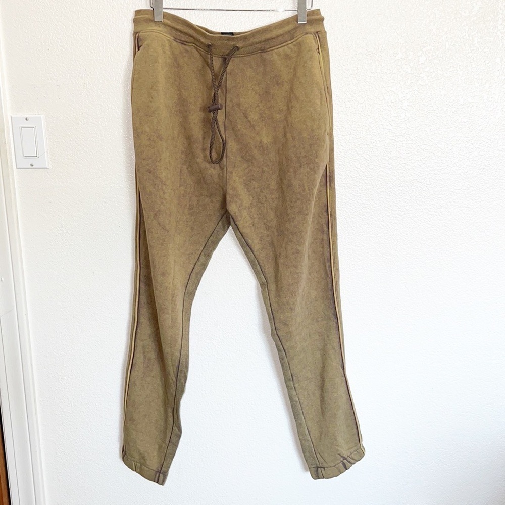 Alphalete Men's Oversized Olive Green Distressed Look Jogger Sweatpants